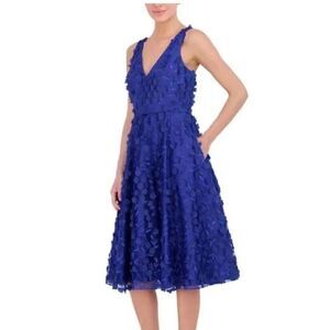 Eliza J Royal Blue Textured Midi Dress